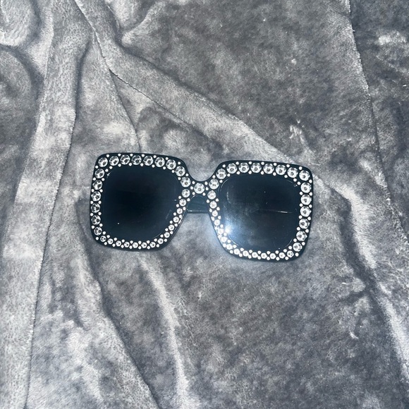 Accessories - Black Rhinestone Embellished Sunglasses